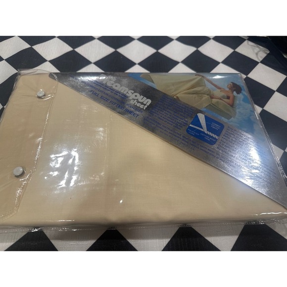 VTG Fieldcrest Dreamspun Sheet Full Size Fitted Beige Percale 65% Cotton Blend - Picture 4 of 5